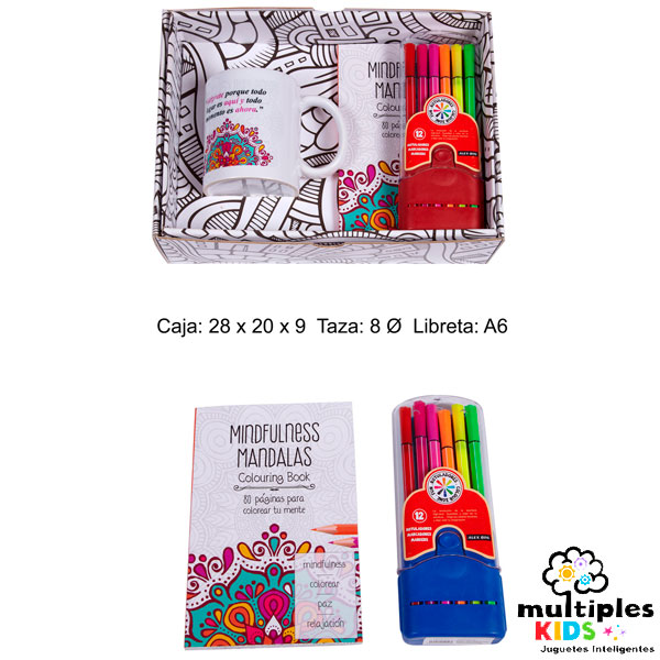 Kit de libro mandala con rotuladores y taza