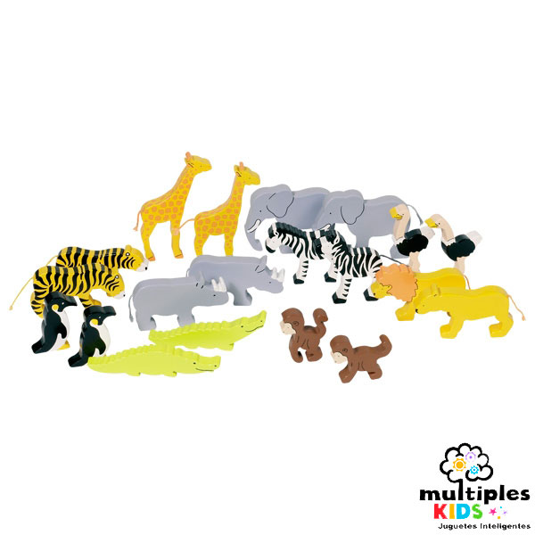 Animales salvajes de madera